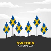 Sweden National Day. Celebrated annually on June 6 in Sweden. Happy national holiday of freedom. Swedish flag. Patriotic poster design. Vector illustration