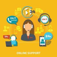 Online Support Composition Vector Illustration