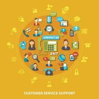 Customer Service Support Round Composition Vector Illustration