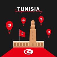 Vector of Independence Day with Tunisia Flags.