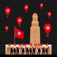 Vector of Independence Day with Tunisia Flags.