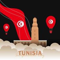 Vector of Independence Day with Tunisia Flags.