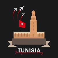 Vector of Independence Day with Tunisia Flags.