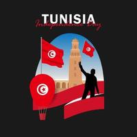 Vector of Independence Day with Tunisia Flags.