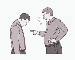 The boss is angry with a businessman. hand drawn style vector design illustrations.