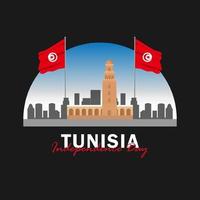 Vector of Independence Day with Tunisia Flags.