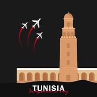 Vector of Independence Day with Tunisia Flags.