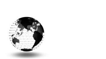 Globe de particules abstraites tournant sur fond blanc video