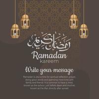 Ramadan Kareem Arabic calligraphy with traditional Islamic ornaments. Vector Illustration