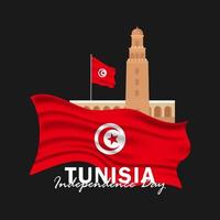 Vector of Independence Day with Tunisia Flags.