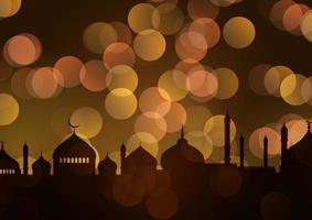 Ramadan Kareem background with gold bokeh lights vector