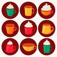 Coffee day. Different types of coffee in cups. Vector illustration in flat style.