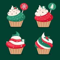 Christmas cupcakes. Merry Christmas Vector illustrations.