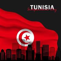 Vector of Independence Day with Tunisia Flags.