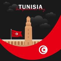 Vector of Independence Day with Tunisia Flags.