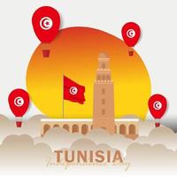 Vector of Independence Day with Tunisia Flags.