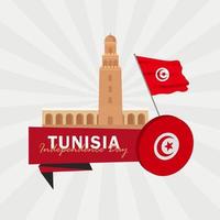 Vector of Independence Day with Tunisia Flags.