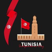 Vector of Independence Day with Tunisia Flags.