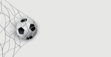 Soccer ball in a soccer goal net on a white background - Vector