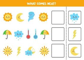 What comes next game with cute colorful weather elements. vector