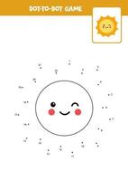 Connect the dots game with cute kawaii Sun. vector