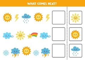 What comes next game with cute colorful weather elements. vector