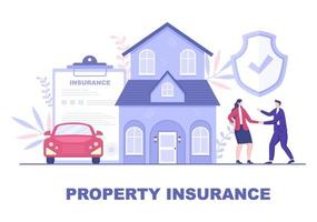 concepto de seguro de propiedad para bienes raíces, hogar de diversas situaciones como desastres naturales, incendios y otros. ilustración vectorial vector