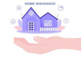 Property Insurance Concept For Real Estate, Home From Various Situations Such as Natural Disasters, Fire and Others. Vector Illustration