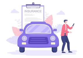 Car Insurance Concept Can Be Used As Protection For Vehicle Damage And Emergency Risks. Vector Illustration