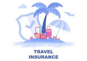 Travel and Tour Insurance Concept for Accidents, Protect Health, Emergency Risks While On Vacation. Vector Illustration