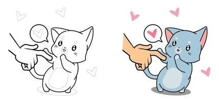 Página para colorear de dibujos animados de gato adorable para niños vector