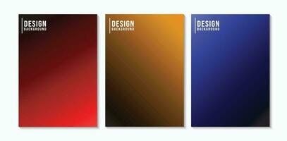 Set of Dark Red, Orange, Blue Gradient Abstract Background. vector