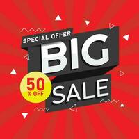 Sale banner template design, big sale special offer. End of season special offer banner. Discount 50 percent banner. Mega sale banner template design. vector
