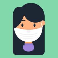 Caucasian woman in face mask vector icon