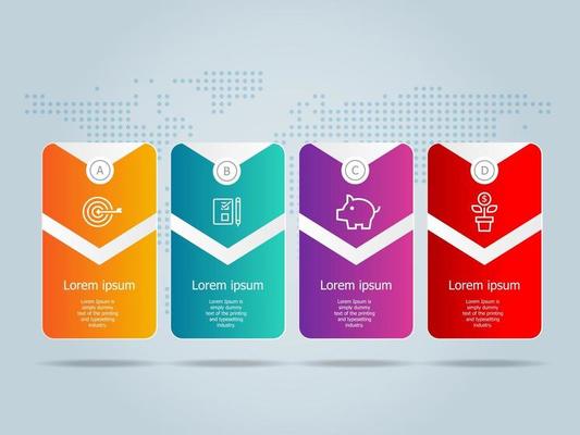 horizontal business infographics template disign with icons 4 steps or option set