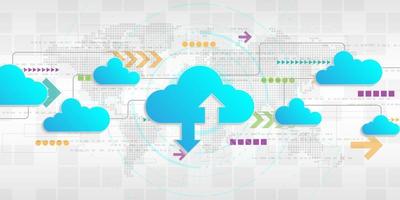 interfaz en la nube que muestra la carga de datos a Internet. vector