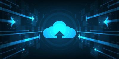 Cloud interface that shows data uploading to the internet. vector