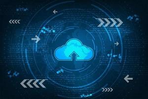 Cloud interface that shows data uploading to the internet. vector