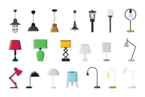 Lamp of different type isolated on White background vector