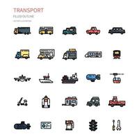 Transport filled outline icon set. Icon for website, application, print, poster design, etc. vector