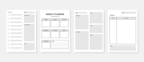 Modern planner template set. Set of planner and to do list. Monthly, weekly, daily planner template. Vector illustration.