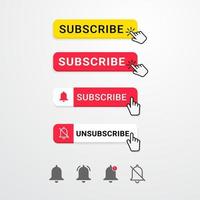 Subscribe button with bells of notification vector