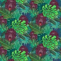 Angry gorillas seamless wallpaper pattern cartoon vector