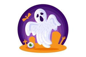 Halloween card design element with scary ghost vector