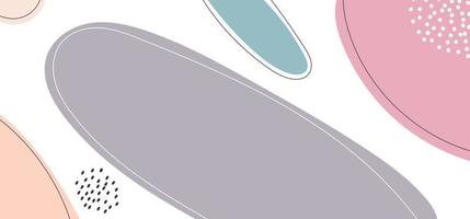 Abstract hand drawn organic shapes composition beautiful pastel color on white background