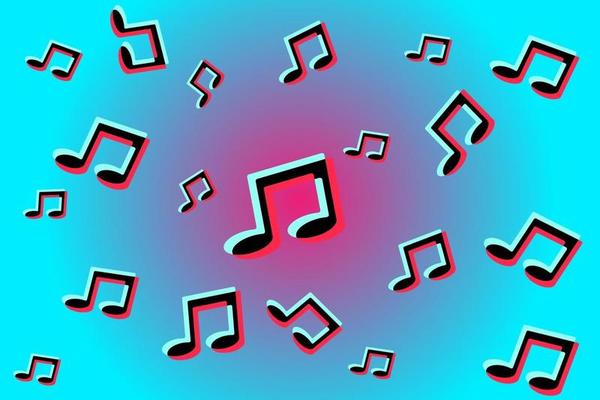 Background of music notes. Abstract cover, backdrop, pattern, wallpaper. Social media  concept