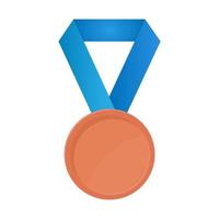 Simple illustration of bronze award medal with ribbons for winners vector