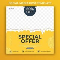 Editable minimal square banner template. social media post and web internet ads with photo area for promotion. vector