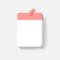 3d blank paper note with realistic push pin. vector illustration.