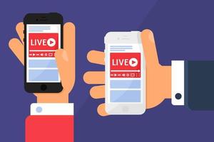 Mobile live stream in hands concept illustration vector